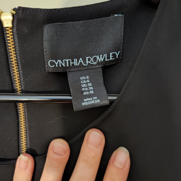 Women's CYNTHIA ROWLEY black short sleeve midi sheath dress sz 6 - Picture 5 of 7